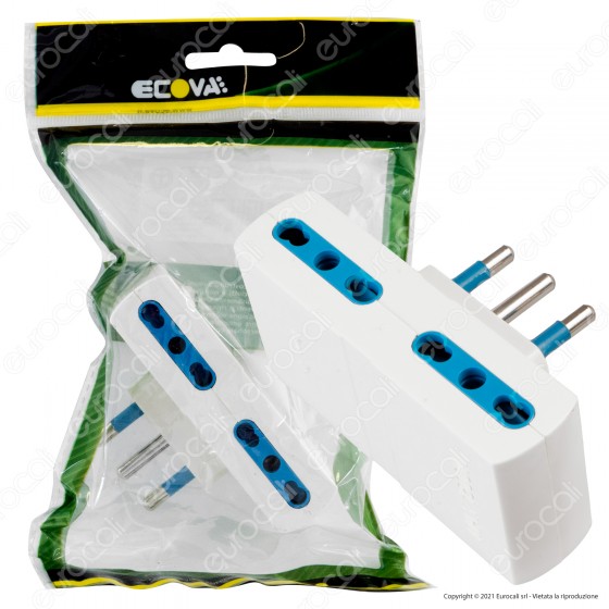 Ecova Adattatore Quadruplo con 4 Prese Laterali 10/16A 2P+T Colore Ecova Adattatore Quadruplo con 4 Prese Laterali 10/16A 2P+T Colore