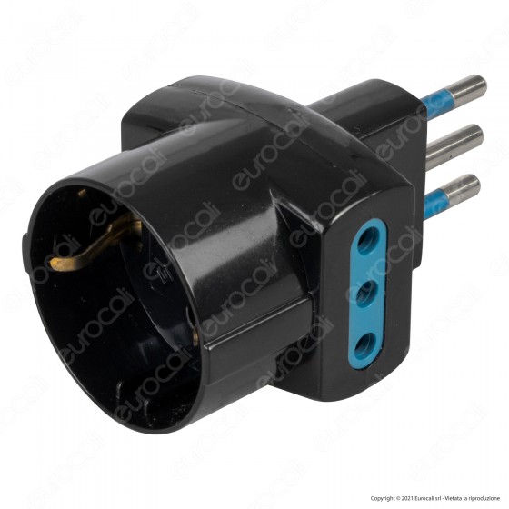 Ecova Adattatore Triplo con 1 Presa Schuko + 10A 2P+T e 2 Prese Ecova Adattatore Triplo con 1 Presa Schuko + 10A 2P+T e 2 Prese