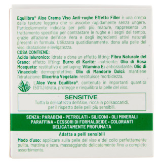 Equilibra Aloe 3+ Crema Viso Anti-Rughe Effetto Filler Adatta a Pelli