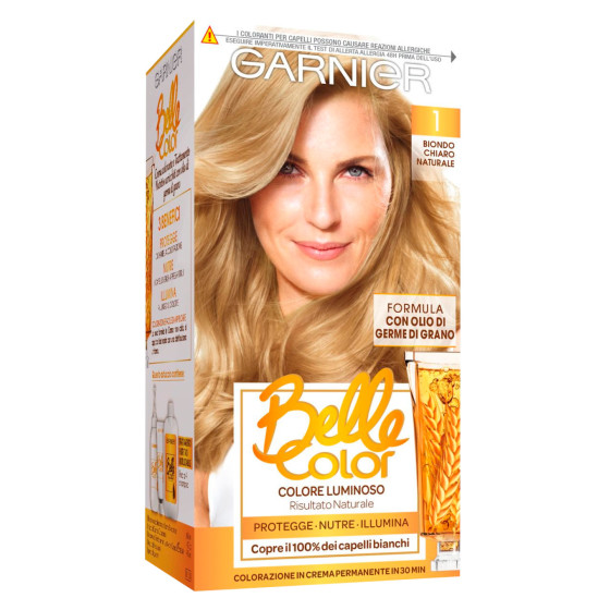Garnier Belle Color Tinta Permanente per Capelli Colore 1 Biondo Chiaro Naturale Garnier Belle Color Tinta Permanente per Capelli Colore 1 Biondo Chiaro Naturale