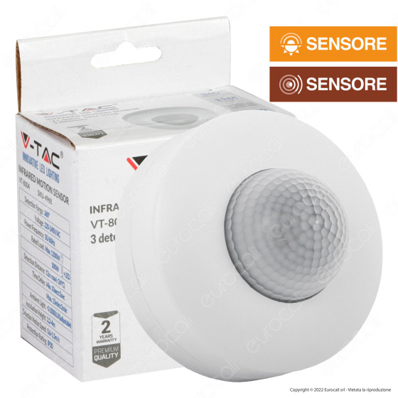 V-Tac VT-8004 Sensore PIR di Movimento e Crepuscolare ad Infrarossi V-Tac VT-8004 Sensore PIR di Movimento e Crepuscolare ad Infrarossi