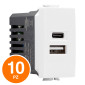 Immagine 1 - MAPAM Presa USB A+C T3-Joy 533B Bianco - Confezione 10pz - mod. 533B - Compatibile con BTicino MATIX