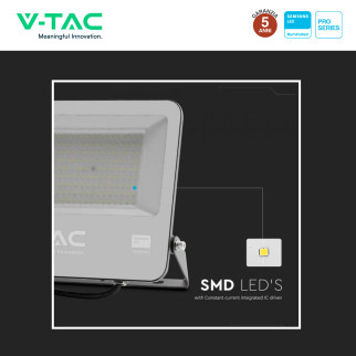 VT-44101 Faro LED 100W SMD Chip Samsung IP65 Nero V-Tac Pro