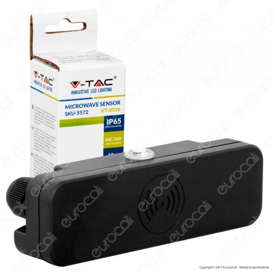 V-Tac VT-8036 Sensore di Movimento a Microonde IP65 per Lampadine - V-Tac VT-8036 Sensore di Movimento a Microonde IP65 per Lampadine -