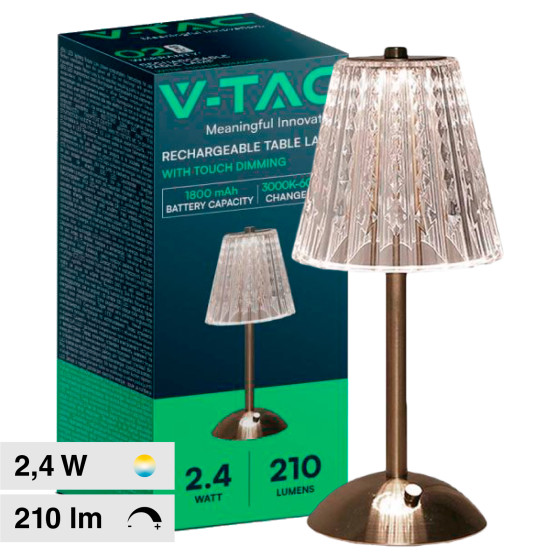 VT-1033 Lampada LED 3in1 da Tavolo 2,4W Dimmerabile Ricaricabile V-Tac VT-1033 Lampada LED 3in1 da Tavolo 2,4W Dimmerabile Ricaricabile V-Tac