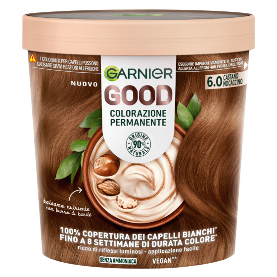 Garnier Good Tinta Permanente per Capelli Colore 6.0 Castano Mocaccino Garnier Good Tinta Permanente per Capelli Colore 6.0 Castano Mocaccino