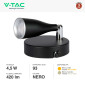 Immagine 4 - V-Tac VT-805 Lampada LED da Parete 4,5W SMD Wall Light Colore Nero Applique con Testa Orientabile - SKU 218263 / 218265