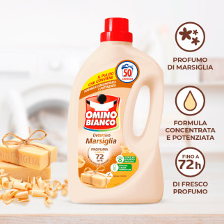 Detersivo Liquido 50 Lavaggi Marsiglia Omino Bianco