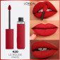 Immagine 3 - L'Oréal Paris Infaillible Matte Resistance Rossetto Liquido Idratante con Acido Ialuronico Colore 420 Le Rouge Paris