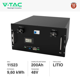 VT-48200B Accumulatore 9.60kWh Impianti Fotovoltaici V-Tac cei 0-21