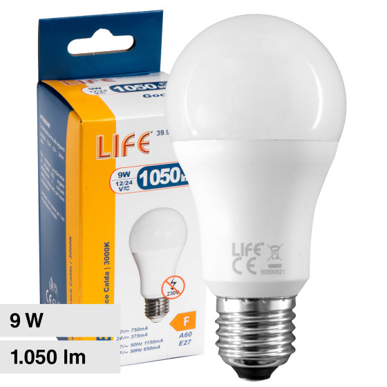 Life Lampadina LED E27 9W 12/24V Goccia A60 SMD Life Lampadina LED E27 9W 12/24V Goccia A60 SMD