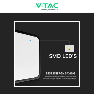 V-Tac VT-8630 Plafoniera LED Quadrata 36W IP44 Sensore di Movimento e Crepuscolare