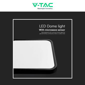 V-Tac VT-8630 Plafoniera LED Quadrata 36W IP44 Sensore di Movimento e Crepuscolare