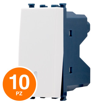 MAPAM Interruttore Unipolare Sun-T5 901B Bianco - Confezione 10pz - mod. 901B - Compatibile con Vimar ARKÉ