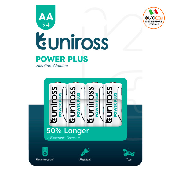 Uniross Power Plus Alkaline LR6 Stilo AA 1,5V Pile Alcaline Uniross Power Plus Alkaline LR6 Stilo AA 1,5V Pile Alcaline