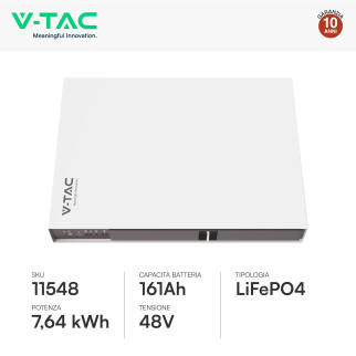 VT-48160 Batteria LiFePO4 7,64KWh per Impianti Solari CEI 0-21 V-Tac