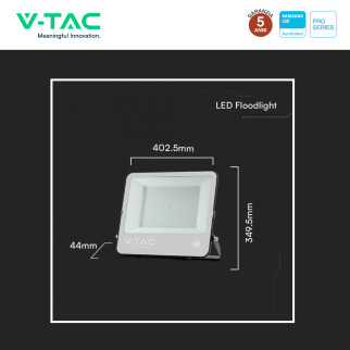 VT-44204 Faro LED 200W SMD Chip Samsung IP65 Colore Nero V-Tac