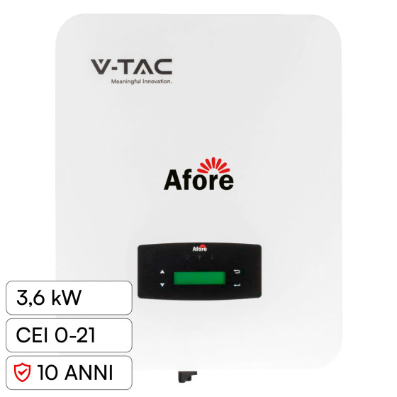 V-Tac Inverter Monofase Ibrido On-Grid / Off-Grid 3,6kW IP65 CEI 0-21 V-Tac Inverter Monofase Ibrido On-Grid / Off-Grid 3,6kW IP65 CEI 0-21