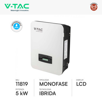 VT-6607105 Inverter Ibrido 5kW Monofase CEI 0-21 Pannelli Fotovoltaici V-Tac