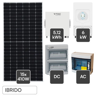 Set 15 Pannelli Solari 410W + Inverter 6kW + Batteria V-Tac