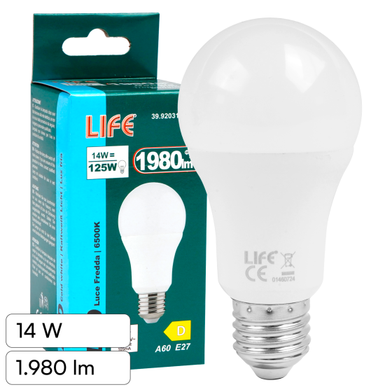 Life Lampadina LED E27 14W Goccia A60 SMD Life Lampadina LED E27 14W Goccia A60 SMD
