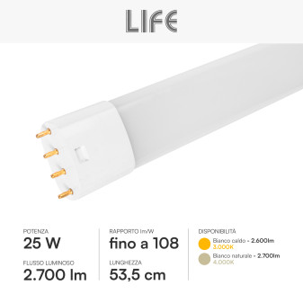 Life Lampadina LED Tubolare SMD 25W 2G11 a 4 Pin
