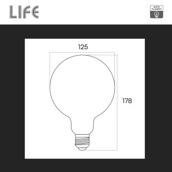 Life Lampadina LED E27 11W Globo G125 Filament Bianco