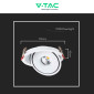 Immagine 6 - V-Tac Faretto LED COB 12W Da Incasso Rotondo Orientabile Fascio Luminoso 25° CCT Changing Color 3in1 Colore Bianco - SKU 10579