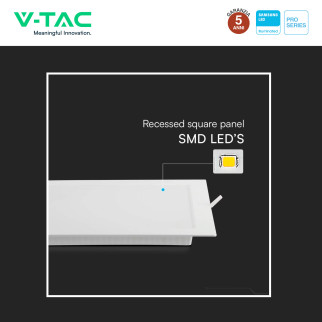 V-TAC PRO VT-61012 Mini Pannello LED Quadrato 12W SMD da Incasso