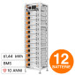 Immagine 1 - V-Tac Kit 12 Batterie BMS Stack LiFePO4 60kWh Garanzia 10 Anni Alta Tensione Armadio Rack con Base - SKU 12266