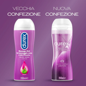 Durex Massage 2in1 Gel Massaggio Corpo e Lubrificante Intimo Lenitivo con Aloe Vera - Flacone da 200ml