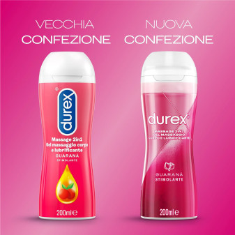 Durex Massage 2in1 Gel Massaggio Corpo e Lubrificante Intimo con Guaranà - Flacone da 200ml