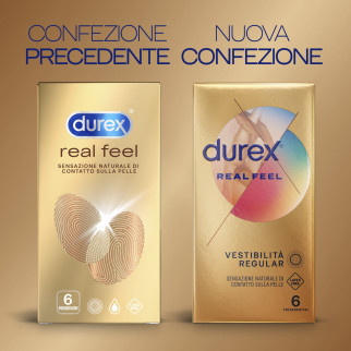 Preservativi Durex Real Feel con Forma Easy On Senza Lattice - Confezione da 6 Profilattici