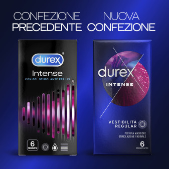 Preservativi Durex Intense con Forma Easy On e Nervature - Confezione da 6 Profilattici