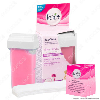 Veet EasyWax Roll-On Gambe e Braccia per Pelli Normali - Ricarica da 50ml