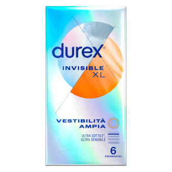 Preservativi Durex Invisible XL Ultra Sottili Extra Large - Confezione da 6 Profilattici