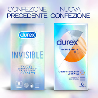 Preservativi Durex Invisible XL Ultra Sottili Extra Large - Confezione da 6 Profilattici
