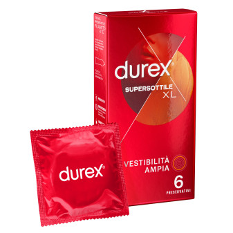 Preservativi Durex Supersottile XL con Forma Easy-On - Confezione da 6 Profilattici