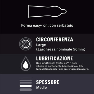 Preservativi Durex Retard ad Azione Ritardante e Forma Easy-On - Confezione da 12 Profilattici
