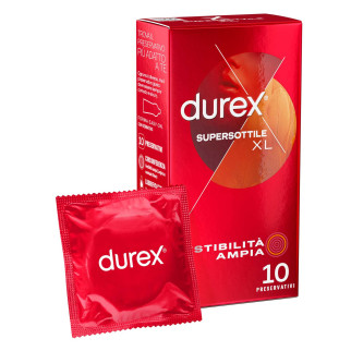 Preservativi Durex Supersottile XL Extra Large con Forma Easy On - Confezione da 10 Profilattici