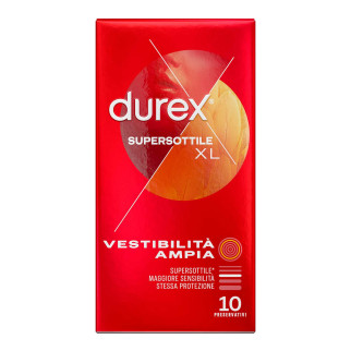 Preservativi Durex Supersottile XL Extra Large con Forma Easy On - Confezione da 10 Profilattici