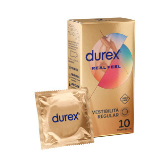Preservativi Durex Real Feel con Forma Easy On Senza Lattice - Confezione da 10 Profilattici