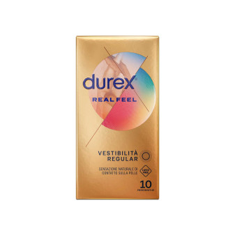 Preservativi Durex Real Feel con Forma Easy On Senza Lattice - Confezione da 10 Profilattici