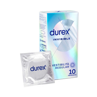 Preservativi Durex Invisible Extra Sottile con Forma Classica - Confezione da 10 Profilattici