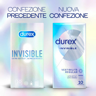 Preservativi Durex Invisible Extra Sottile con Forma Classica - Confezione da 10 Profilattici