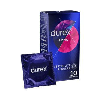 Preservativi Durex Sync con Forma Easy On Stimolante e Ritardante - Confezione da 10 Profilattici
