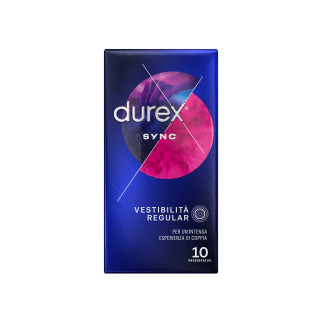Preservativi Durex Sync con Forma Easy On Stimolante e Ritardante - Confezione da 10 Profilattici
