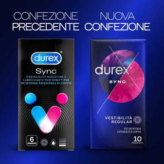 Preservativi Durex Sync con Forma Easy On Stimolante e Ritardante - Confezione da 10 Profilattici