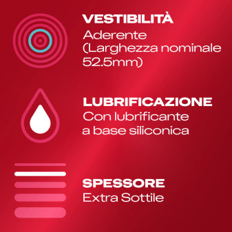 Preservativi Durex Supersottile Vestibilità Aderente con Forma Easy On - Confezione da 6 Profilattici