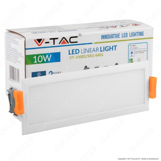 V-Tac VT-10001 Pannello LED Lineare 10W SMD da Incasso con Driver - V-Tac VT-10001 Pannello LED Lineare 10W SMD da Incasso con Driver -